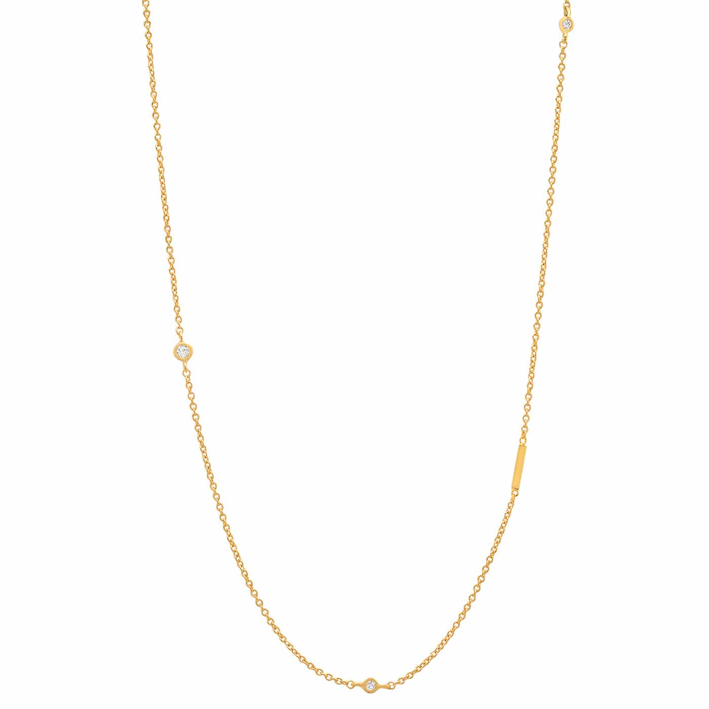 Sideways Initial Gold Necklace With CZ Accents - Image 11