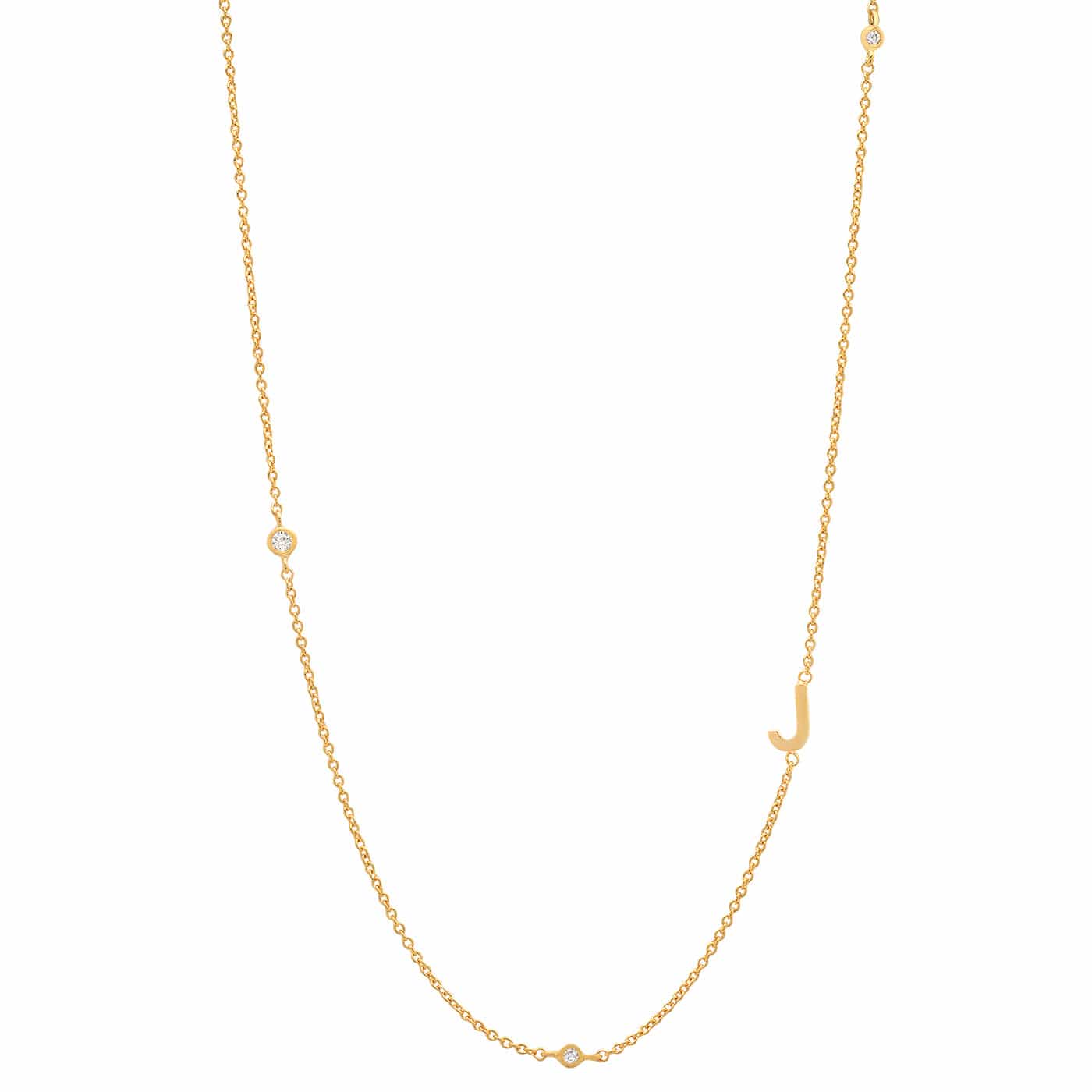 Sideways Initial Gold Necklace With CZ Accents - Image 12