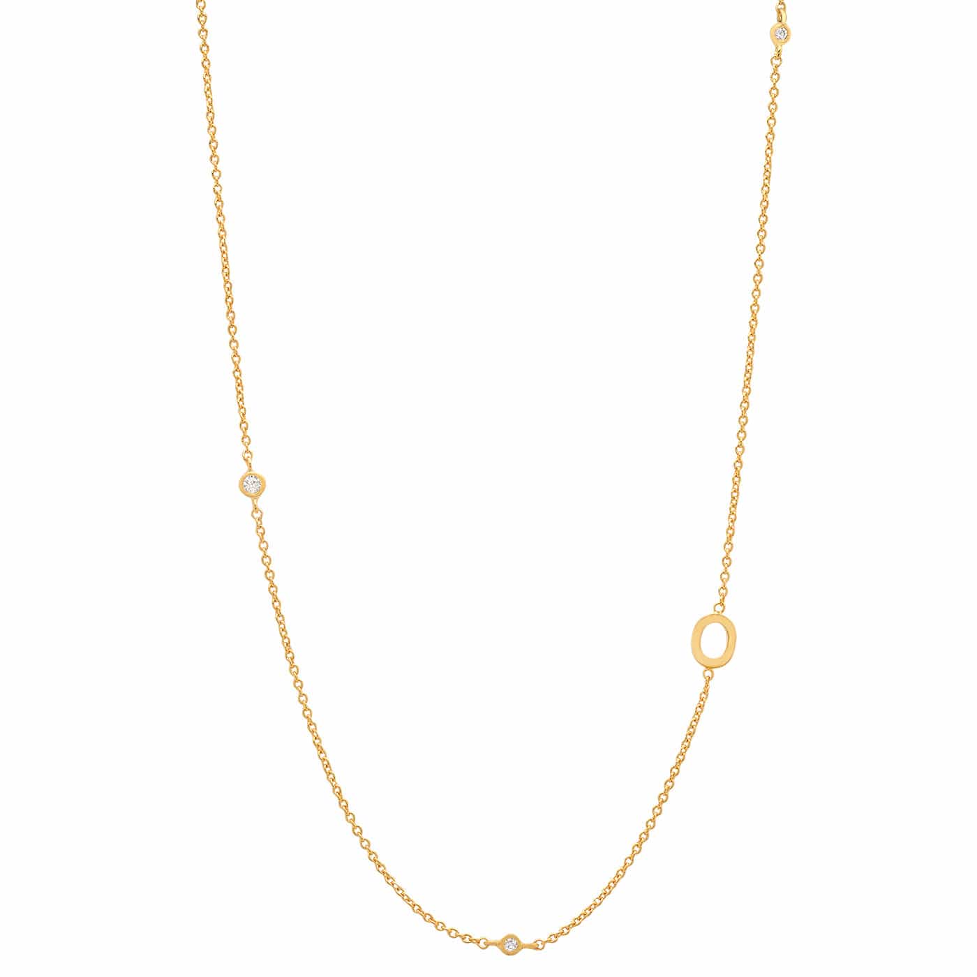 Sideways Initial Gold Necklace With CZ Accents - Image 17