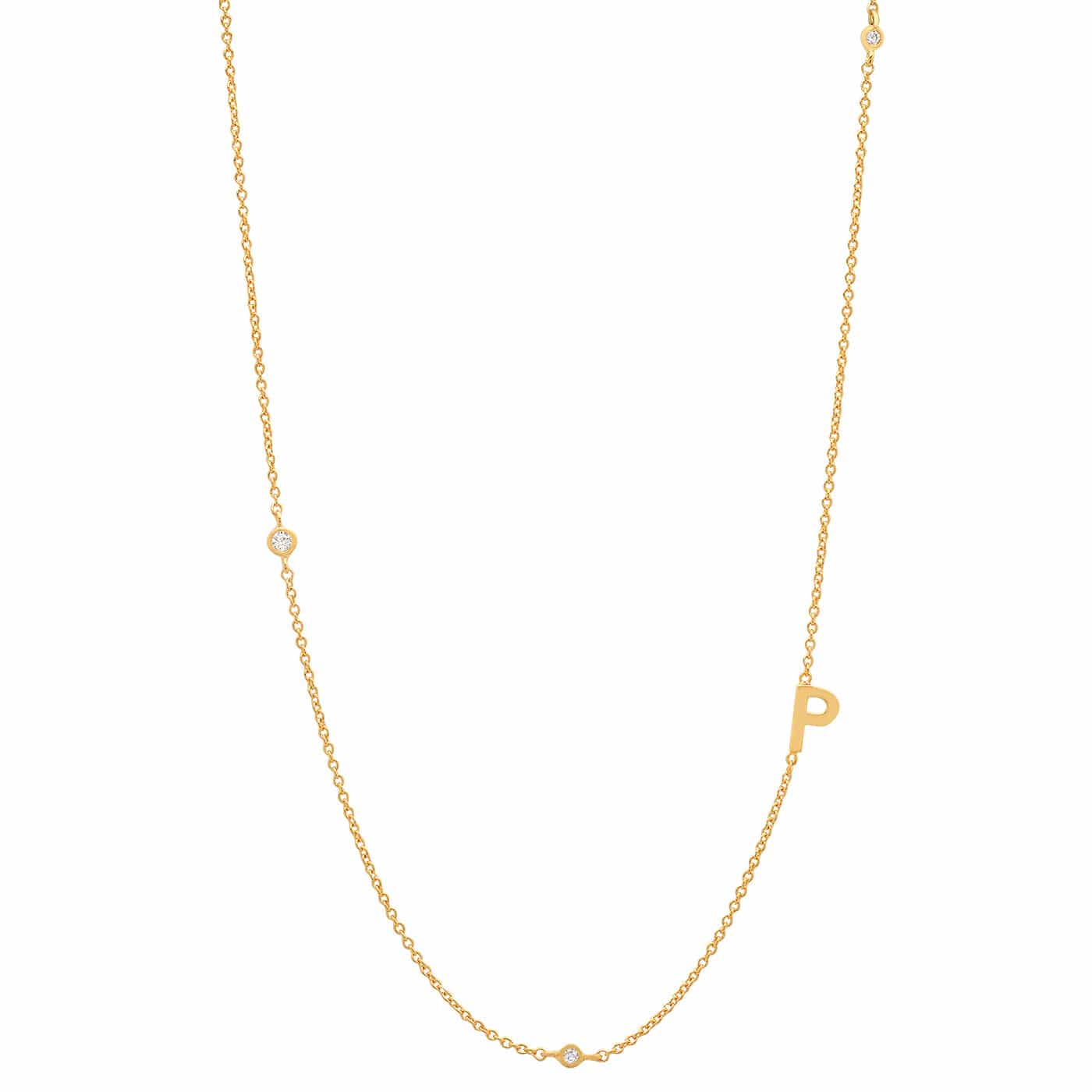 Sideways Initial Gold Necklace With CZ Accents - Image 18