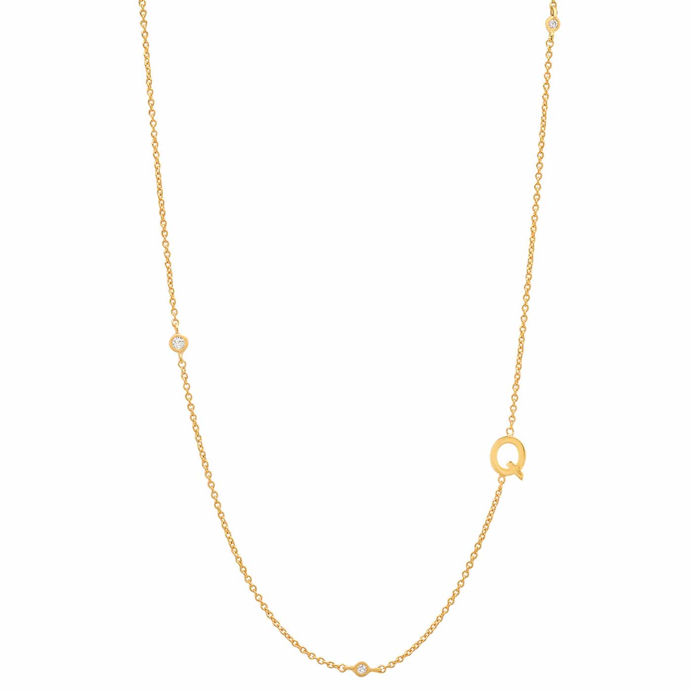 Sideways Initial Gold Necklace With CZ Accents - Image 19