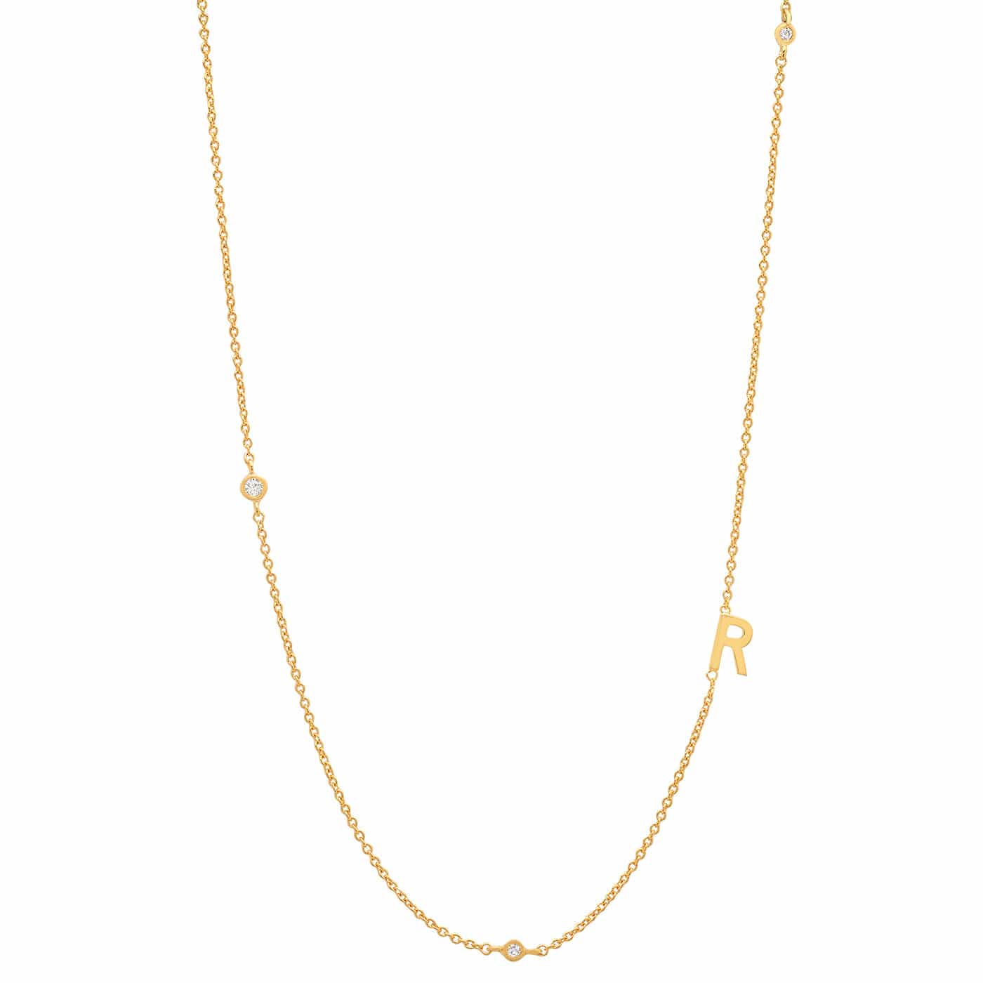 Sideways Initial Gold Necklace With CZ Accents - Image 20