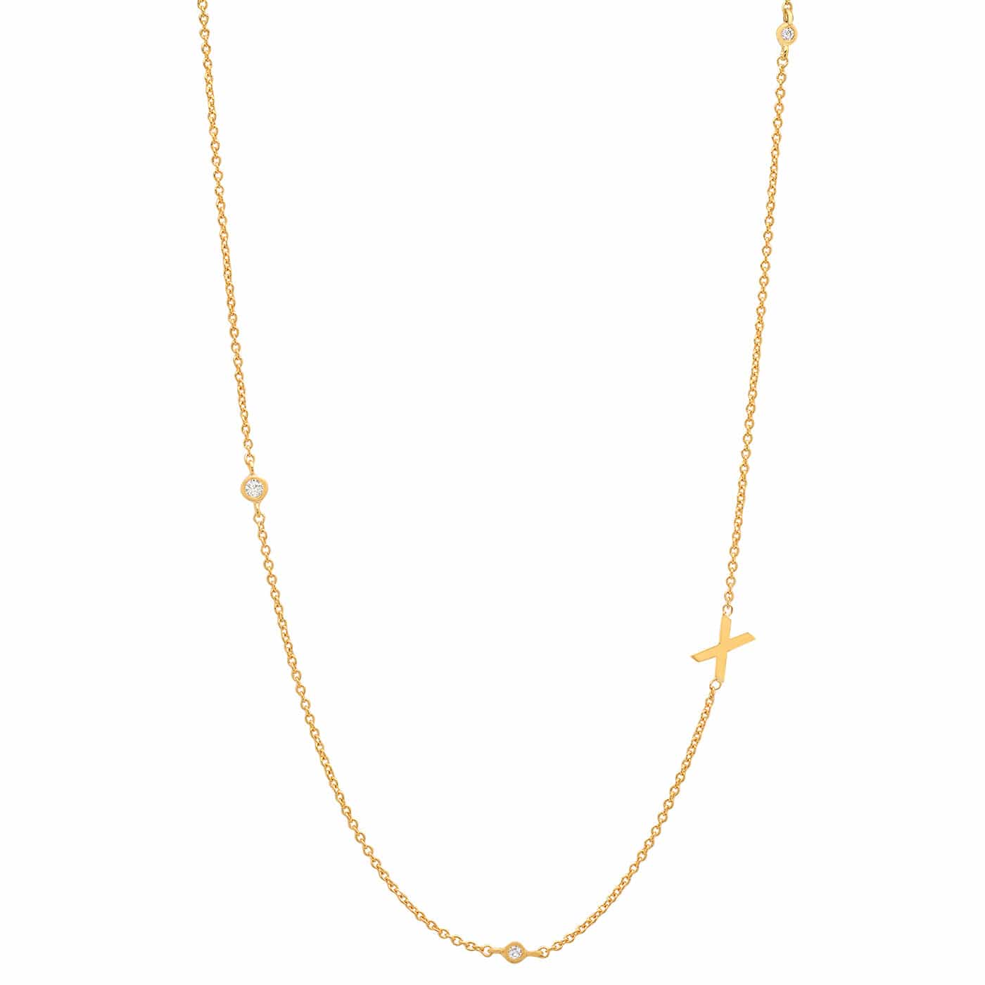 Sideways Initial Gold Necklace With CZ Accents - Image 26