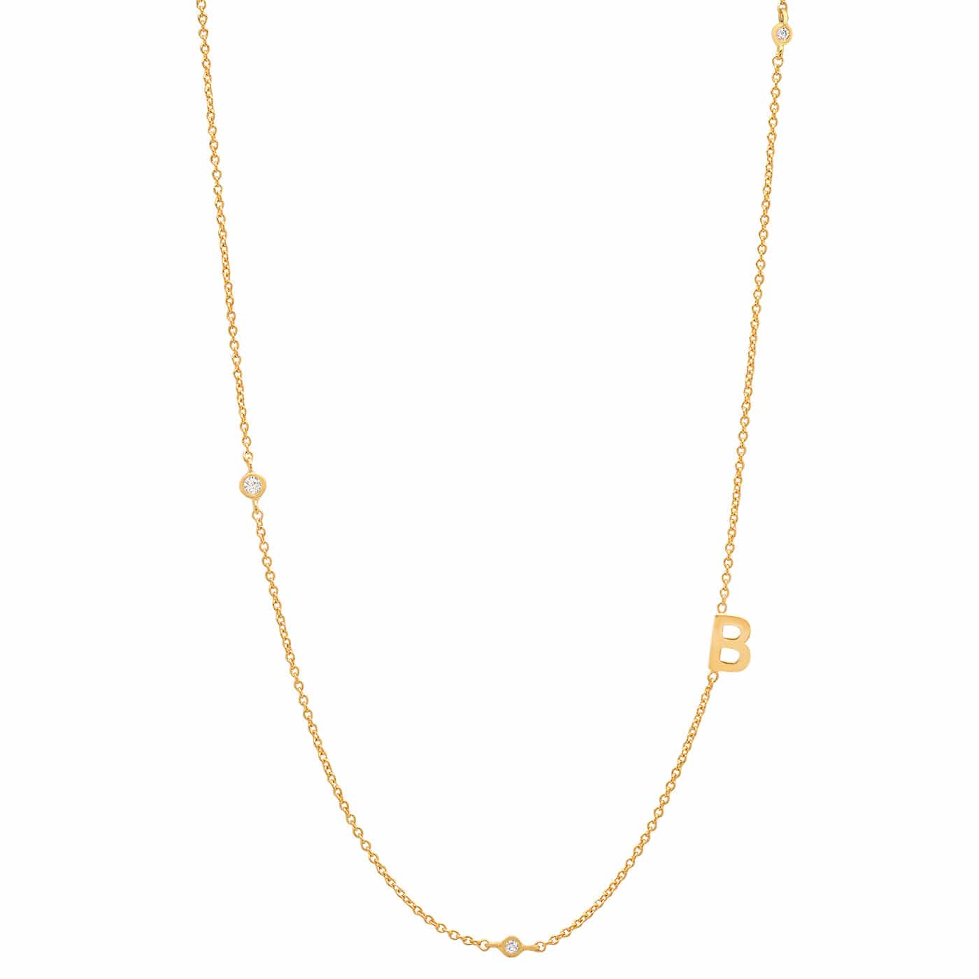 Sideways Initial Gold Necklace With CZ Accents - Image 4