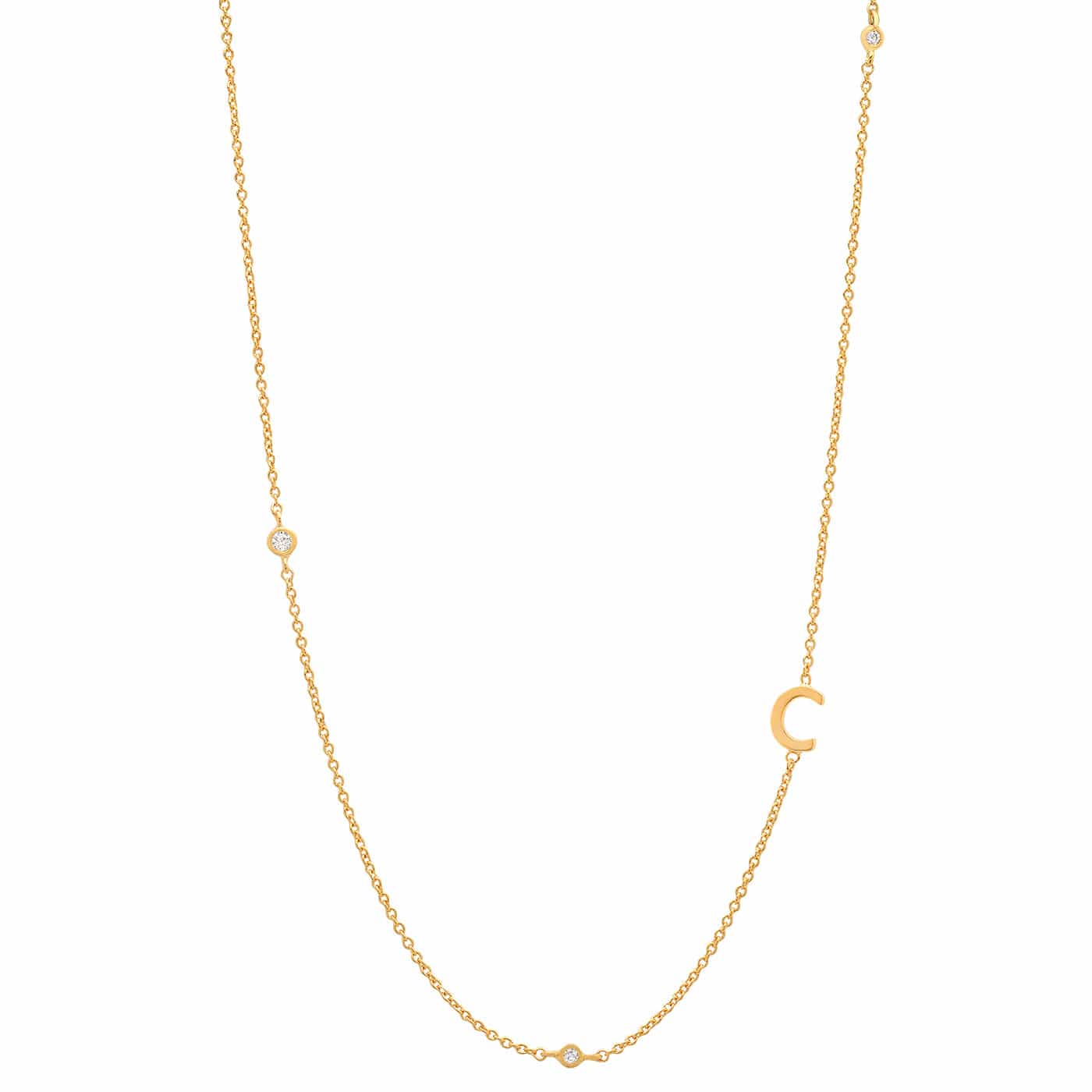 Sideways Initial Gold Necklace With CZ Accents - Image 5