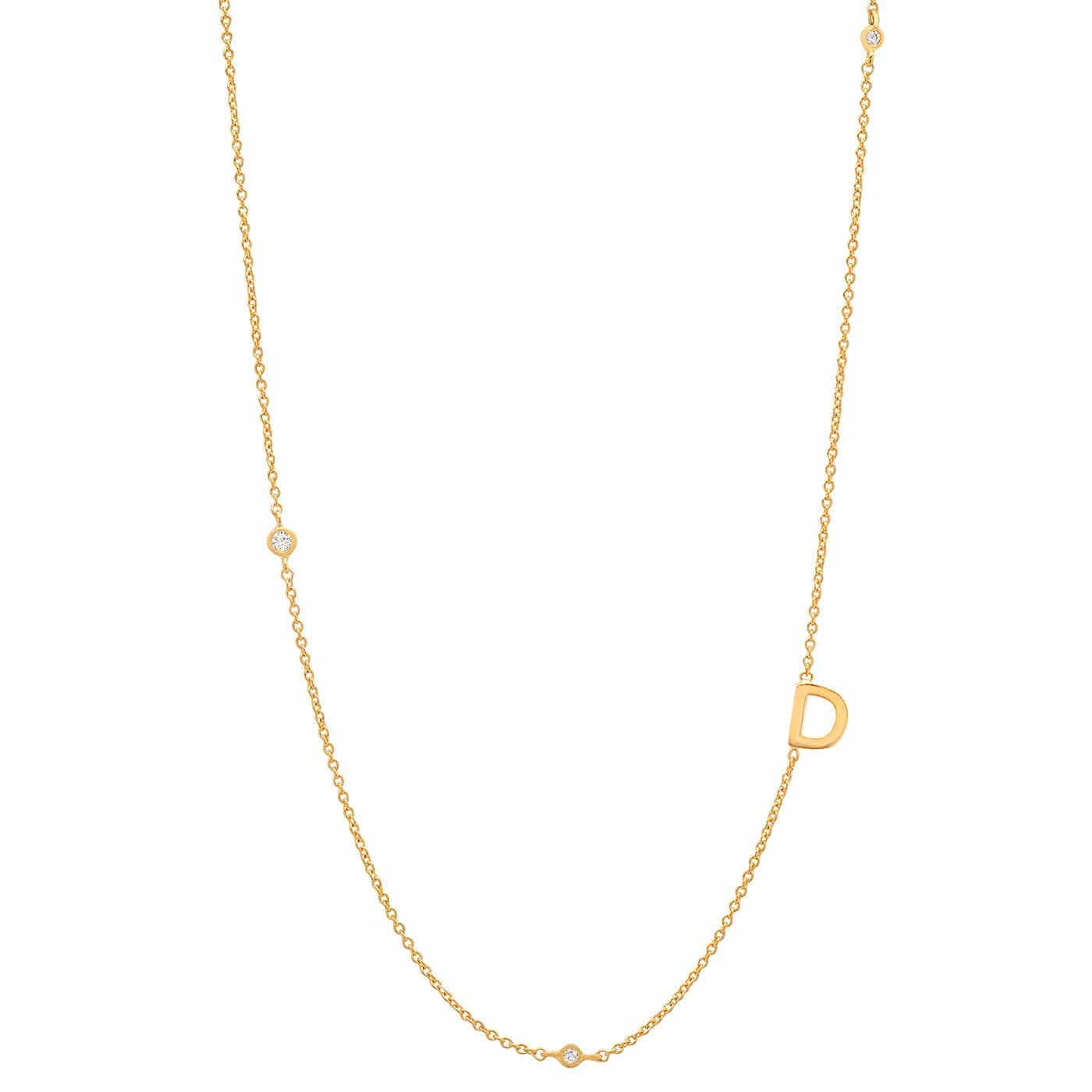 Sideways Initial Gold Necklace With CZ Accents - Image 6