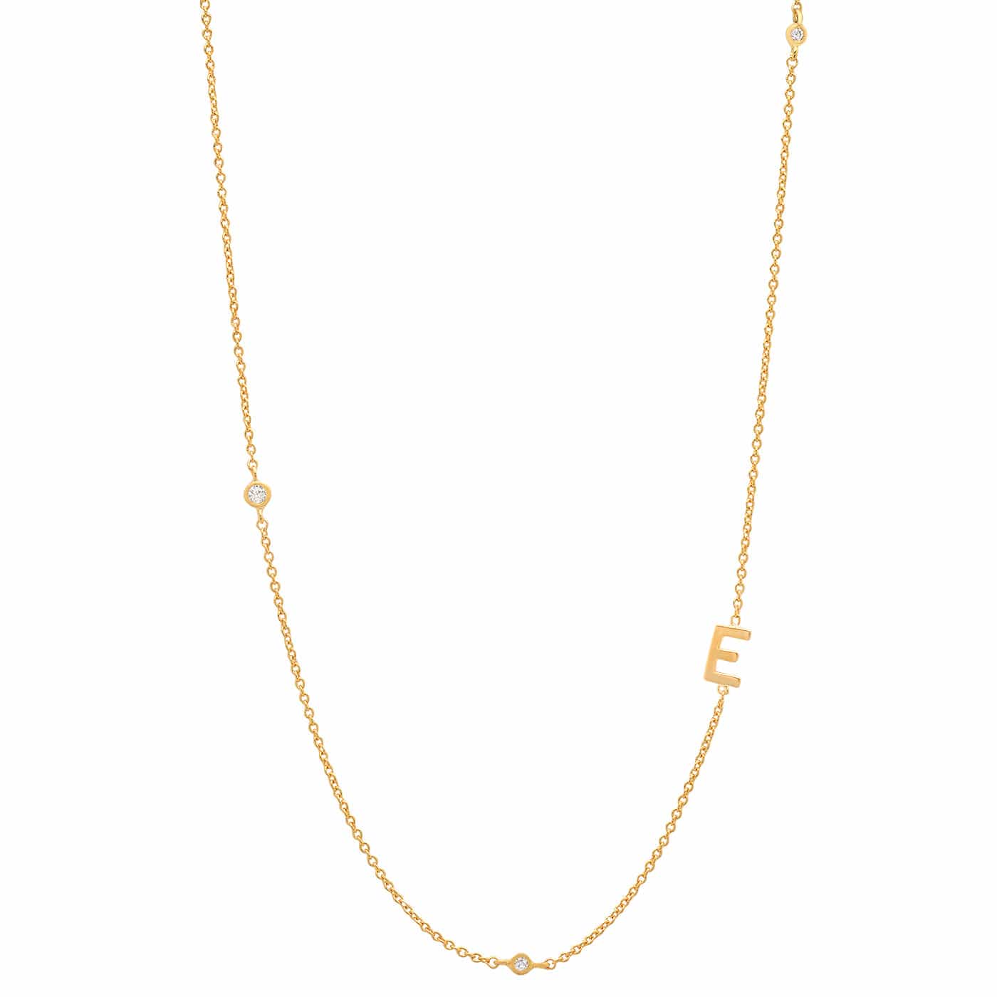 Sideways Initial Gold Necklace With CZ Accents - Image 7