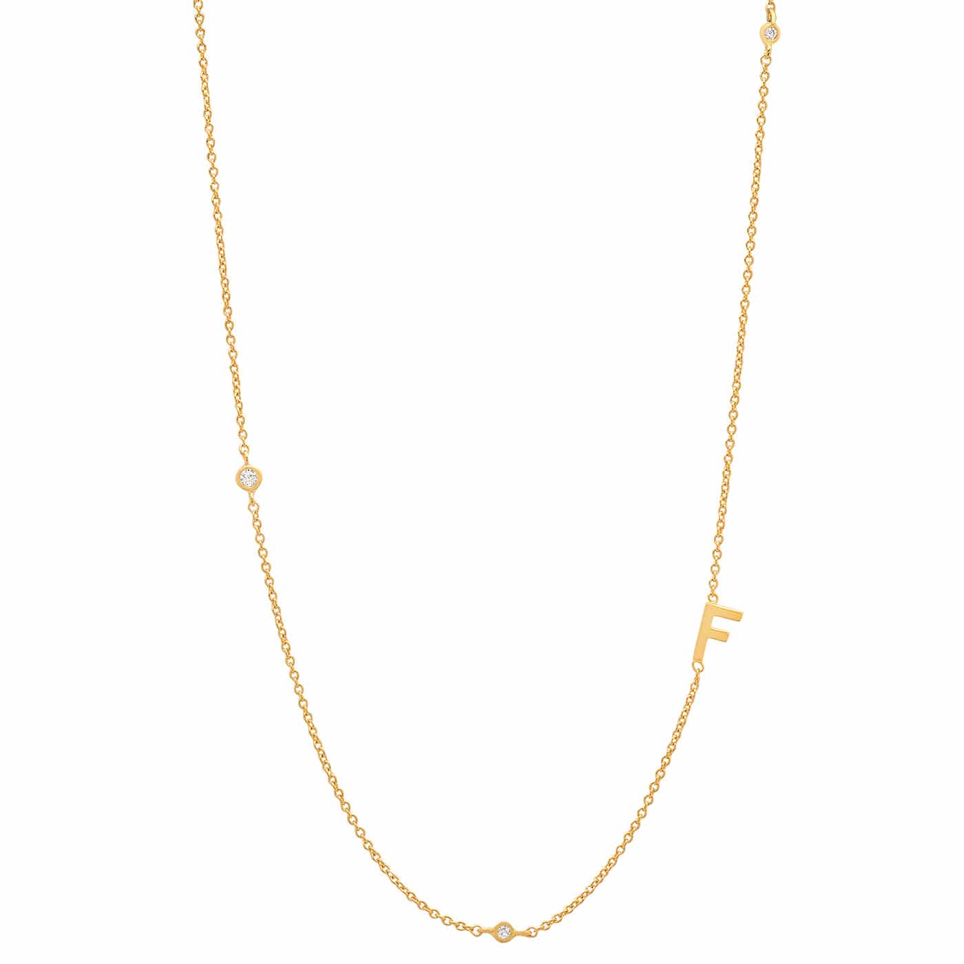 Sideways Initial Gold Necklace With CZ Accents - Image 8