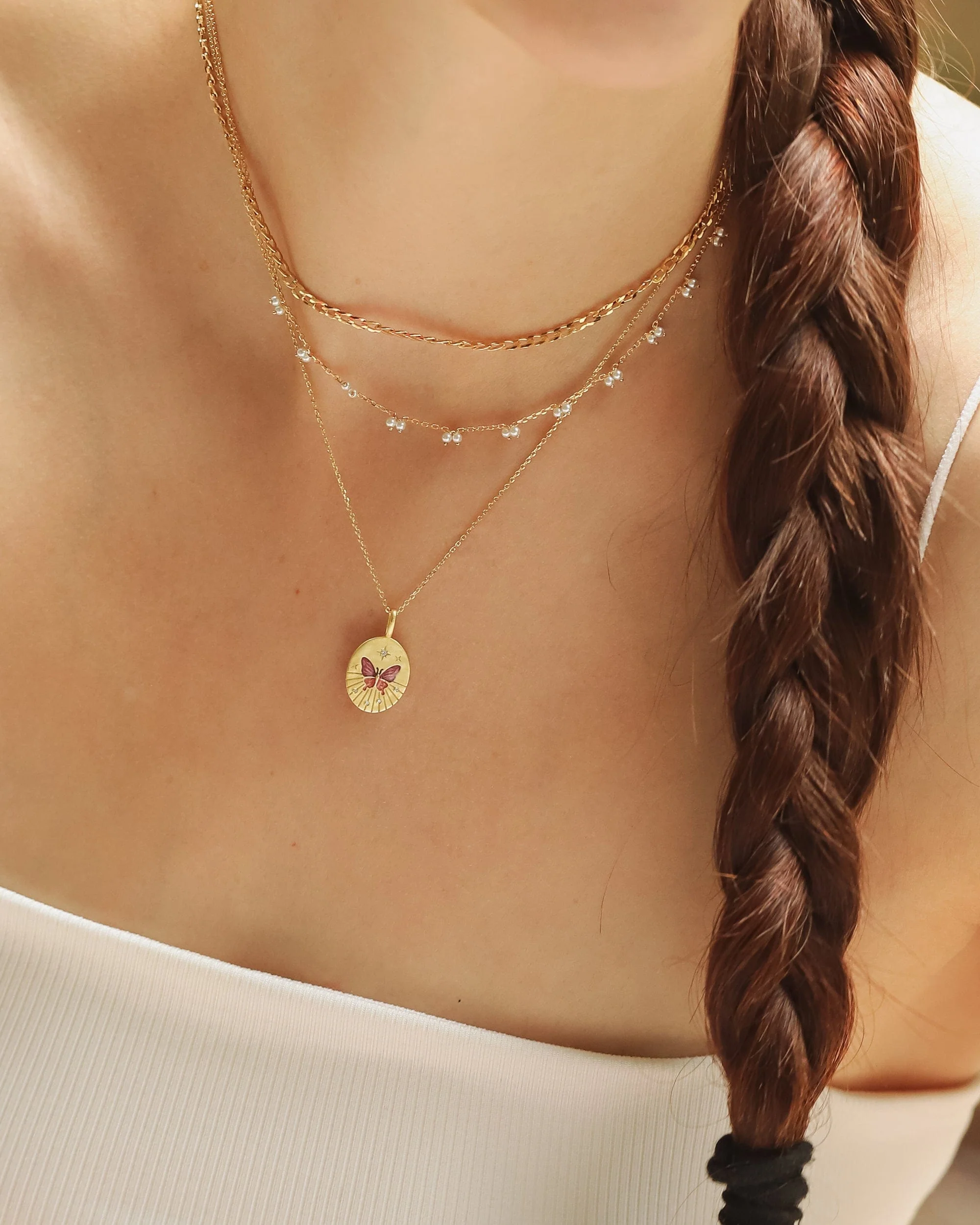 Butterfly Coin Pendant Necklace - Image 3