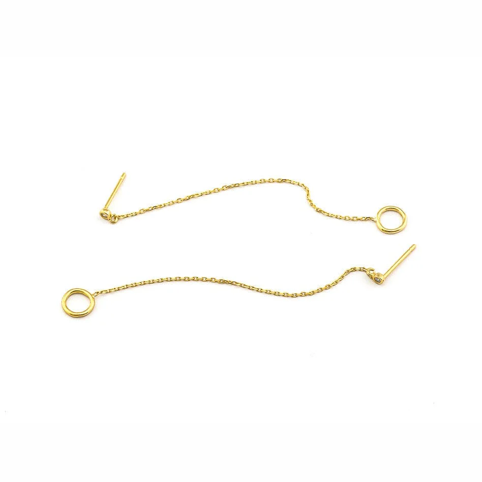 Chain Threader Earrings With Open Circles - Image 3