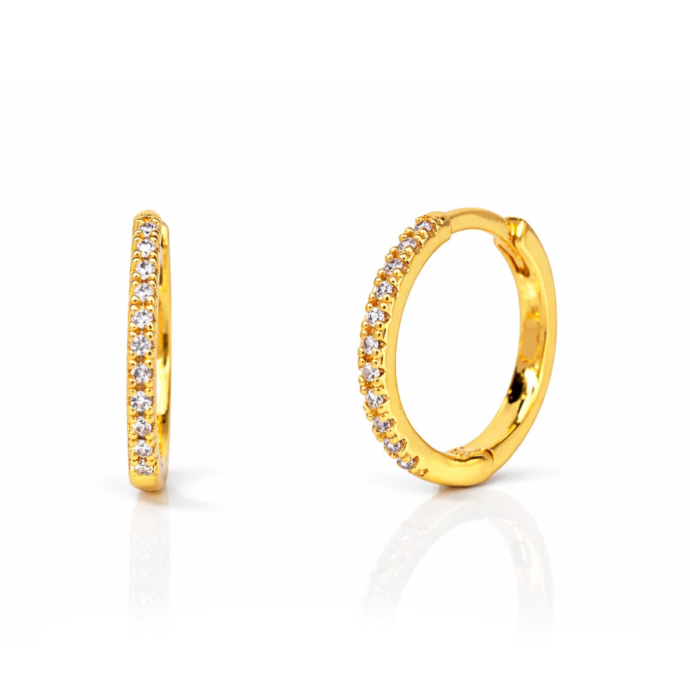 Cubic Zirconia Huggie Earrings - Image 3