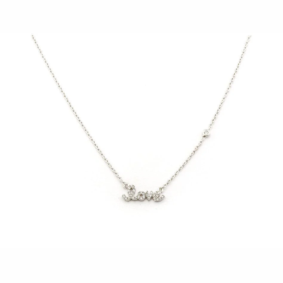 CZ Love Pendant Necklace - Image 4