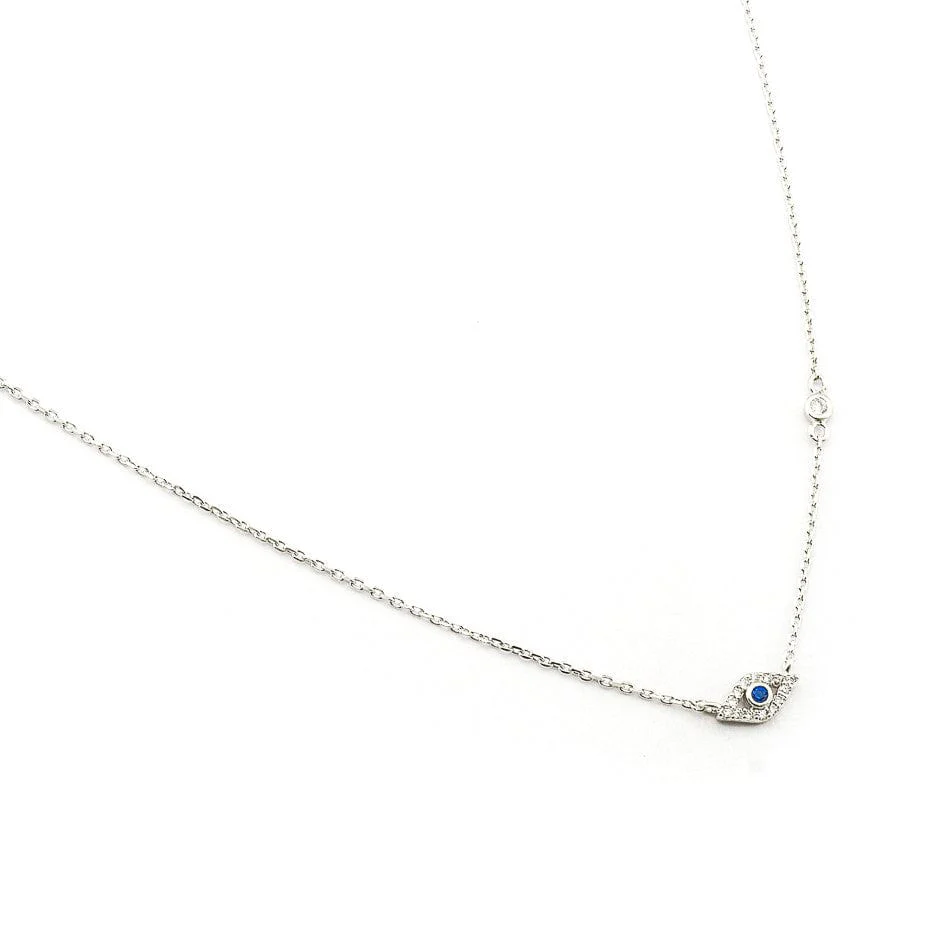 CZ Mini Evil Eye Pendant Necklace - Image 4