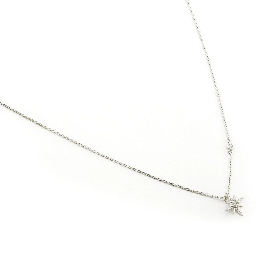 CZ Starburst Pendant Necklace - Image 6