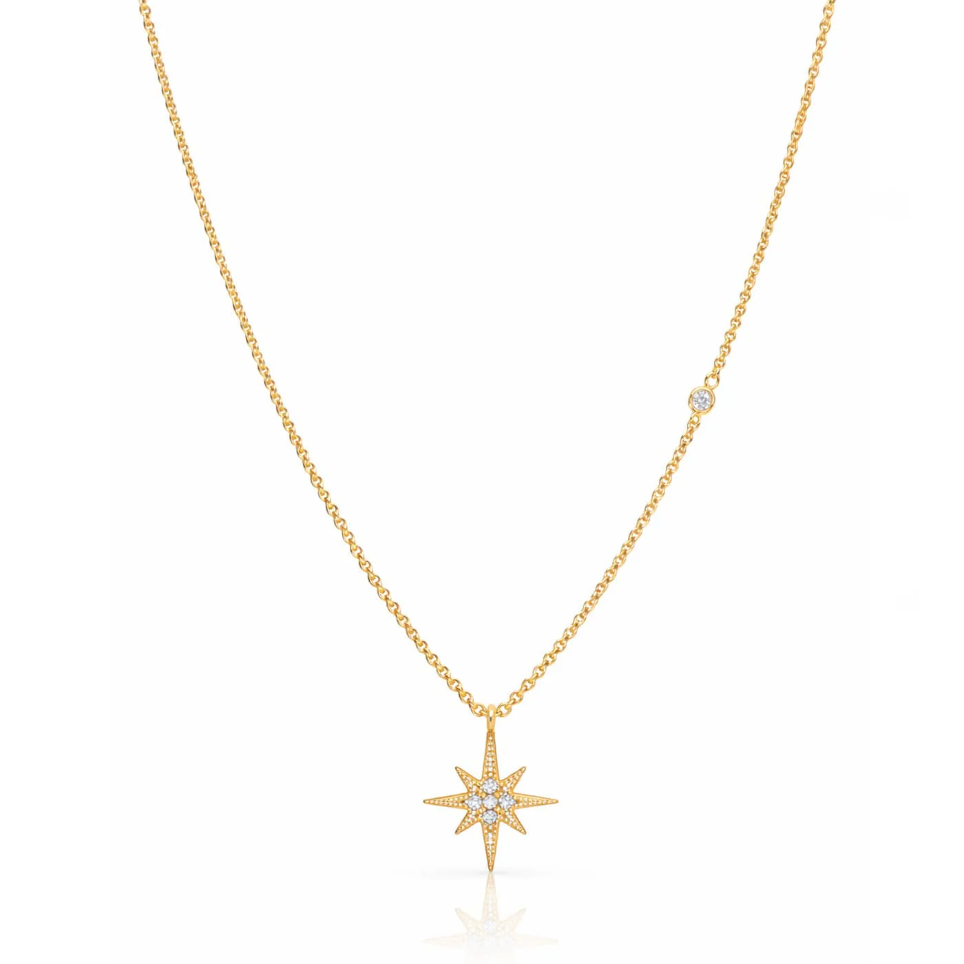 CZ Starburst Pendant Necklace - Image 7