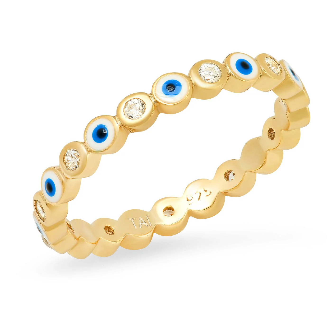 Evil Eye Enamel Bezel Ring - Image 8