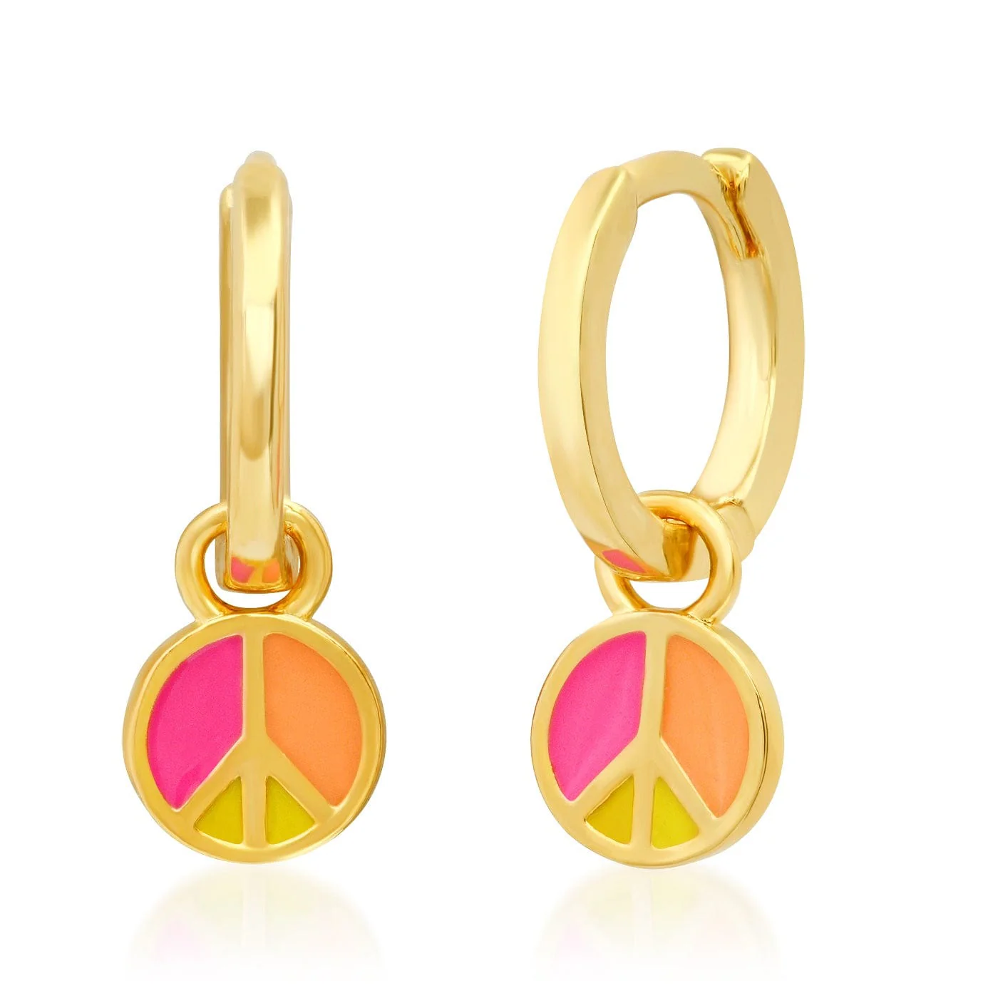 Huggie with Enamel Peace Sign Charm - Image 3