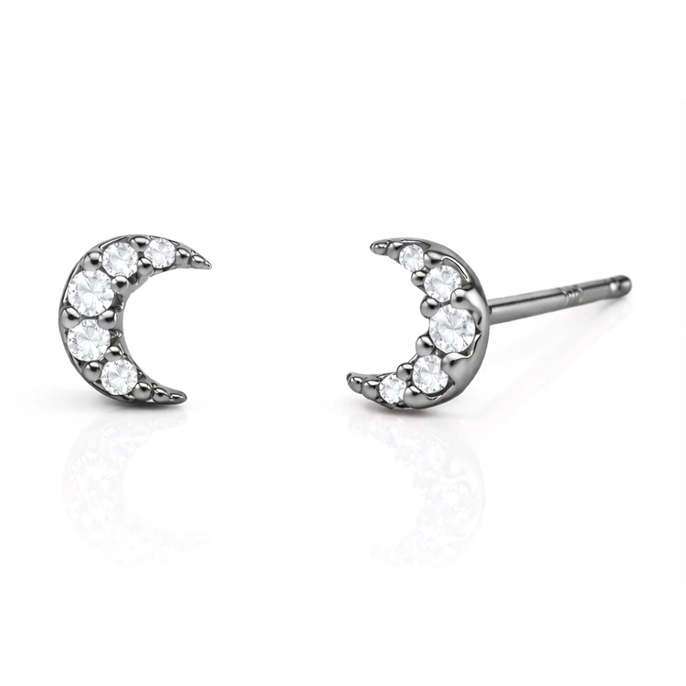 Mini Pave Moon Earrings - Image 5