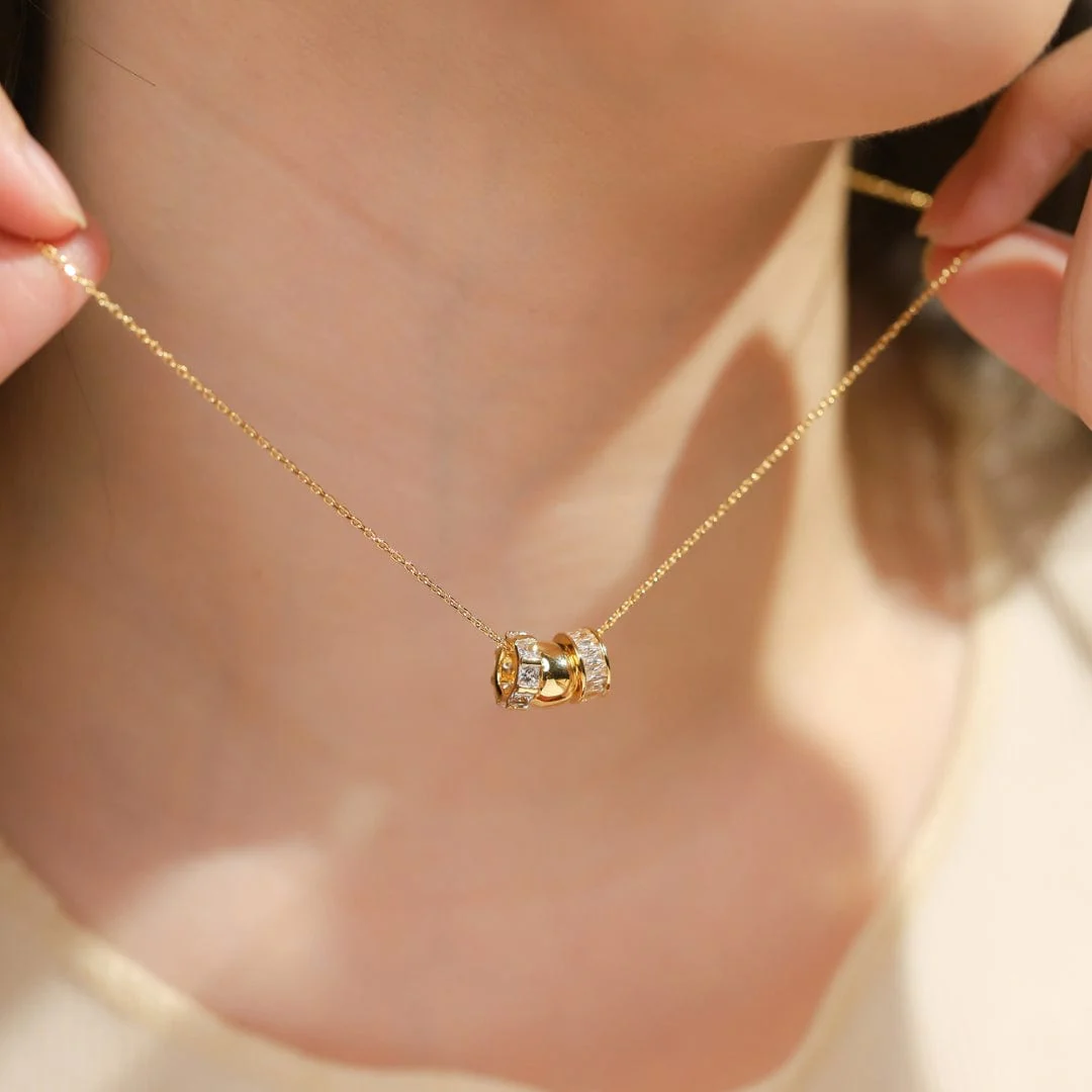 Necklace With CZ Rondelle Charms - Image 3