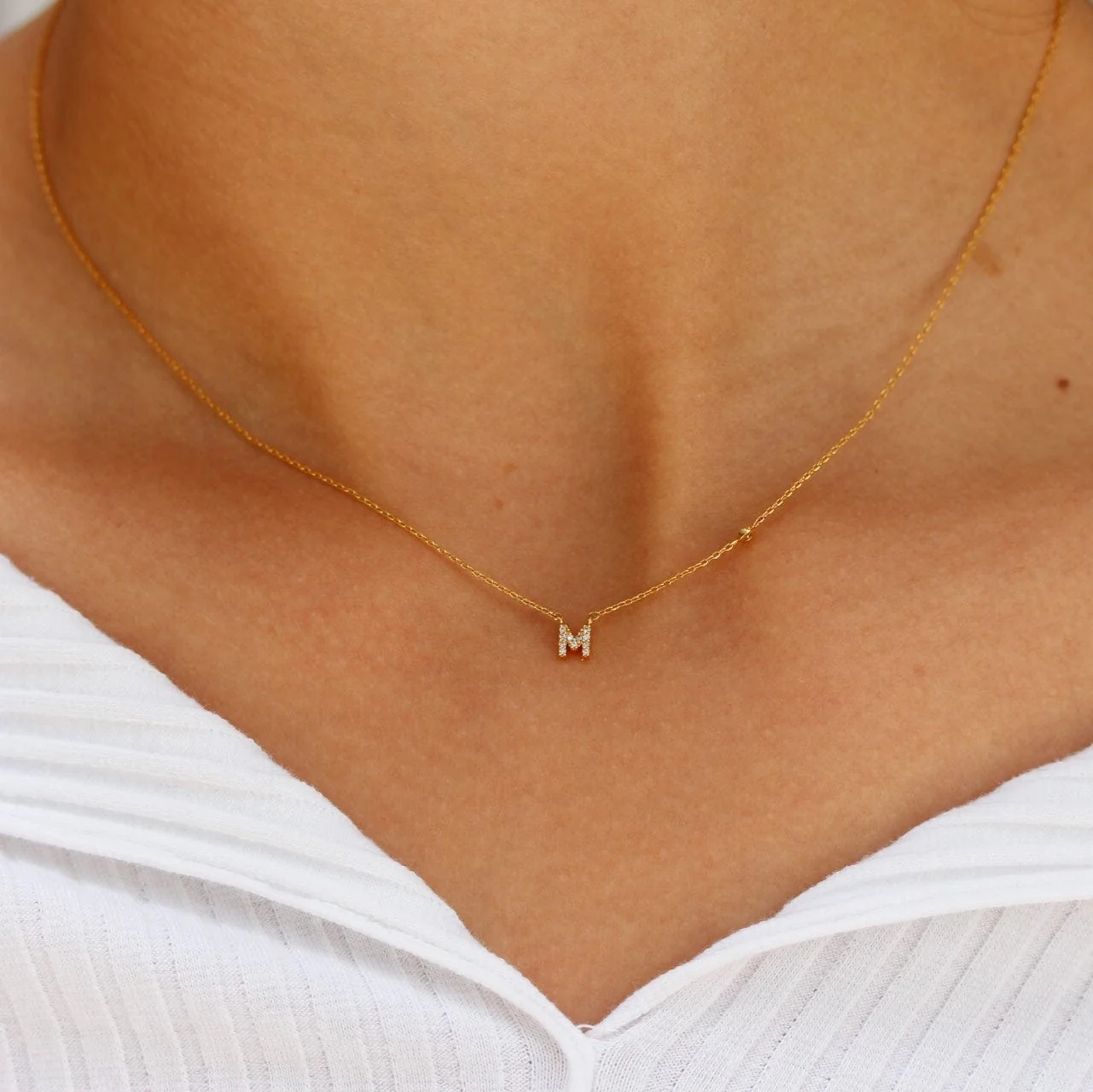 CZ Initial Necklace - Image 3