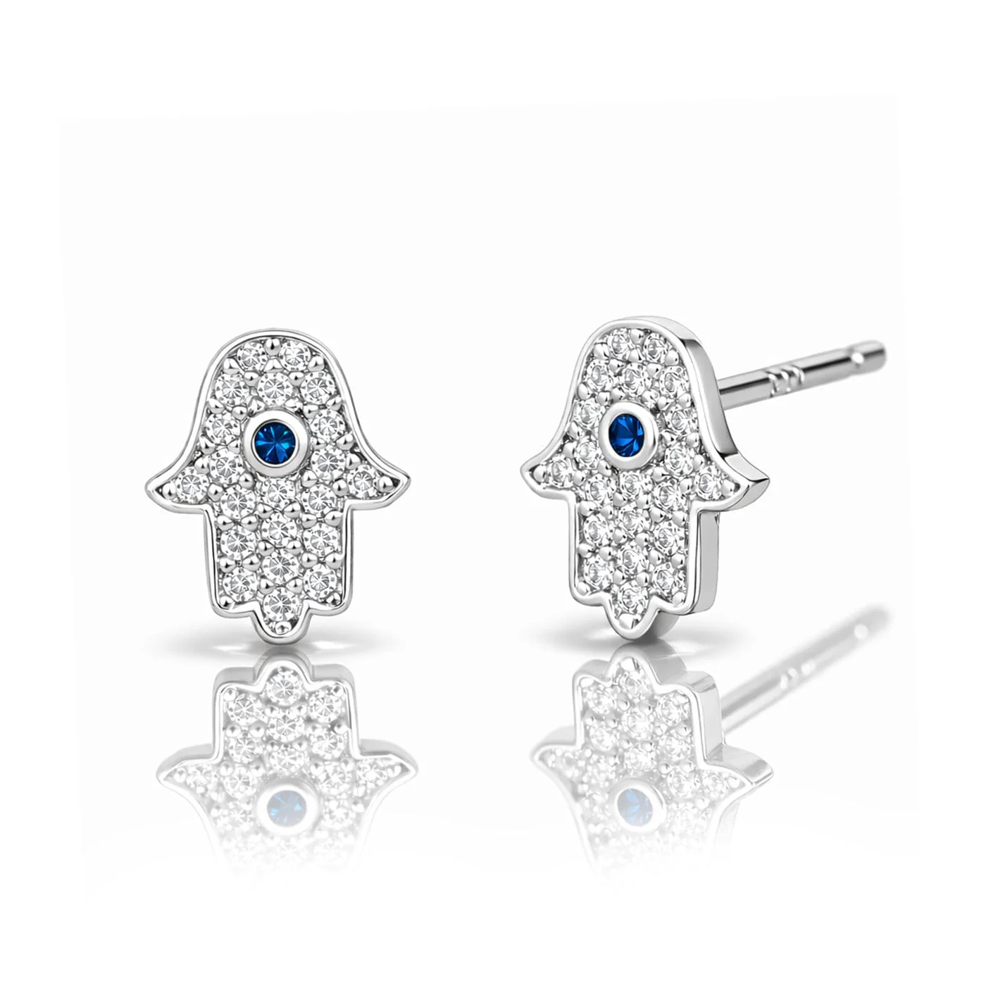Pave Mini Hamsa Earrings - Image 3