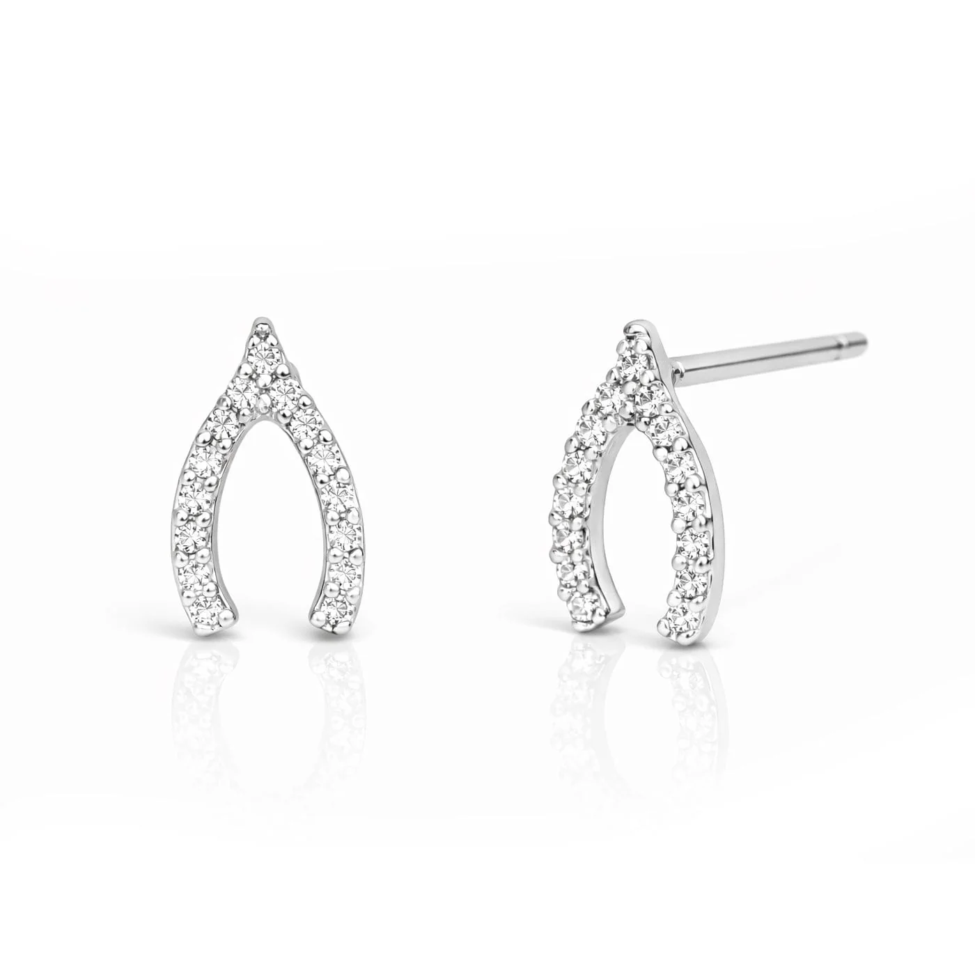 Pave Mini Wishbone Earrings - Image 3