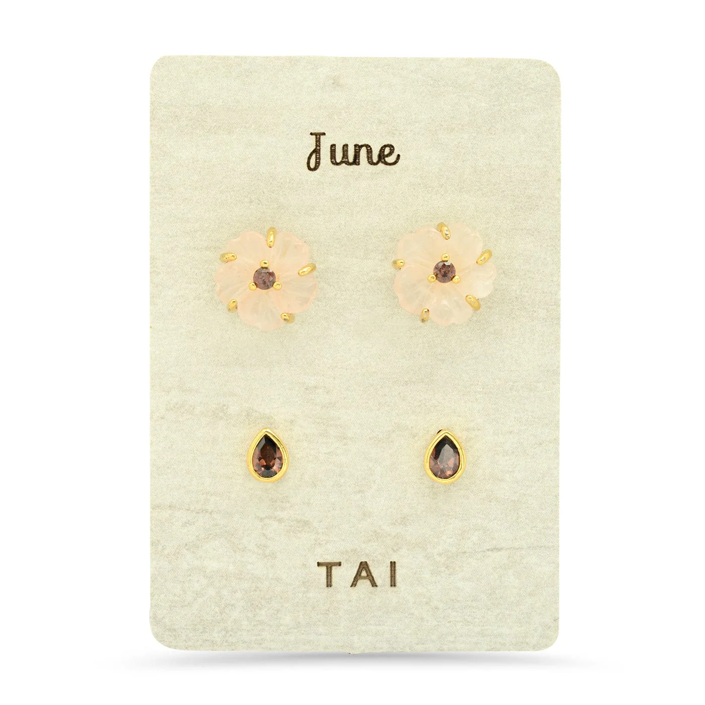 Rose Quartz Birthstone Earring Set - Image 6
