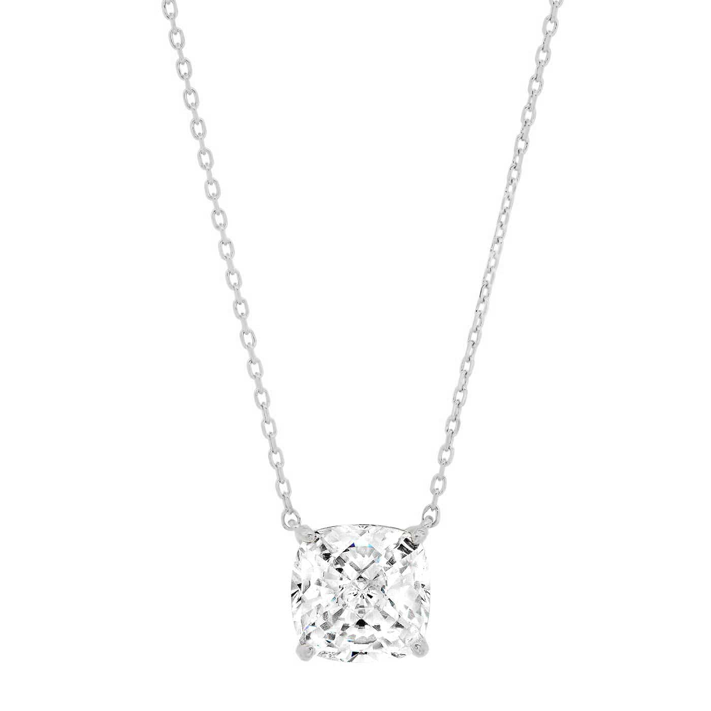 Simple Chain Necklace With Cushion Cut CZ - Image 3