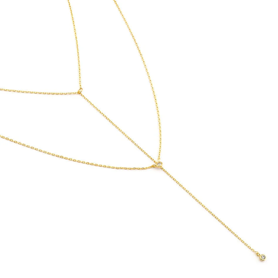 Simple CZ Layered Necklace - Image 3
