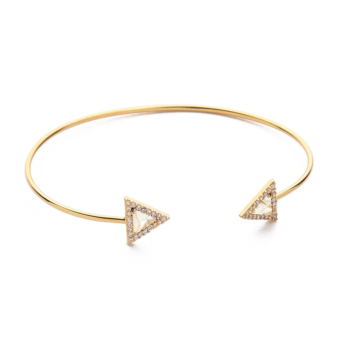 Triangular Gemstone Open Cuff Bracelet - Image 3
