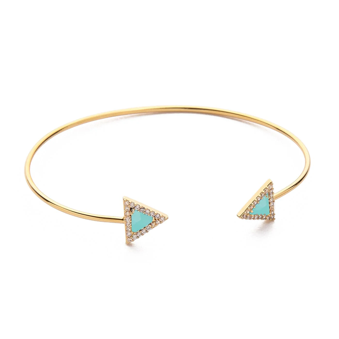 Triangular Gemstone Open Cuff Bracelet - Image 7