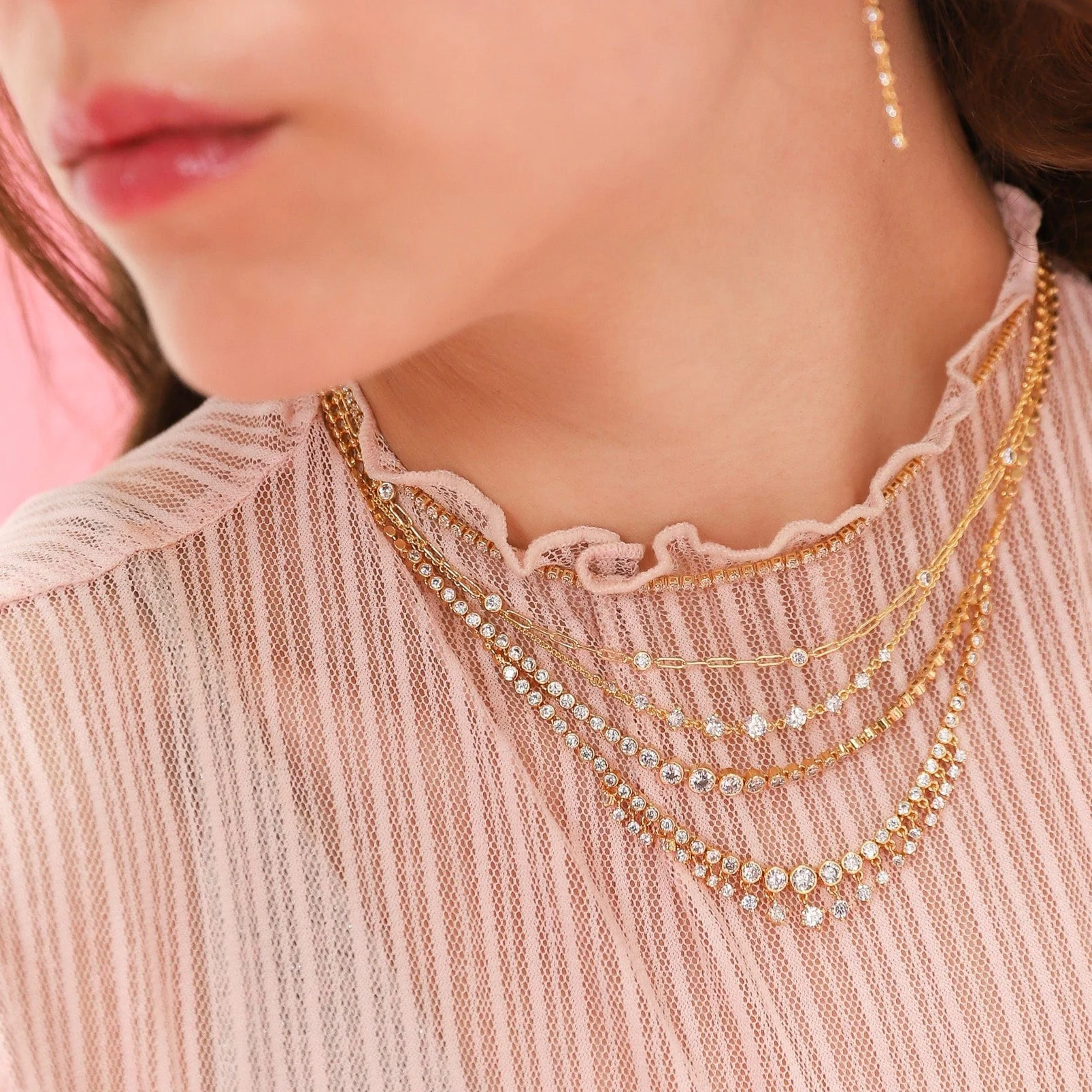 Triple Layer Tennis Necklace - Image 3